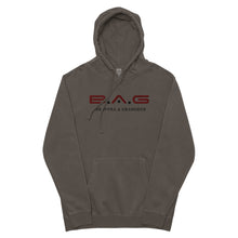 Load image into Gallery viewer, Classic "Red/Black EMB" pigment-dyed hoodie