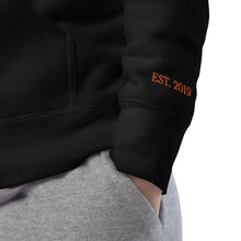 Load image into Gallery viewer, Classic "Orange/White EMB" fleece hoodie