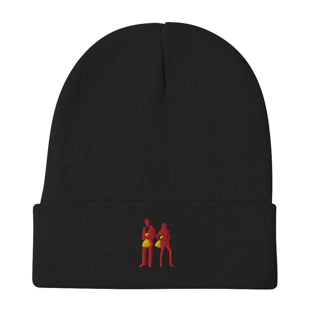 Red Embroidered Beanie