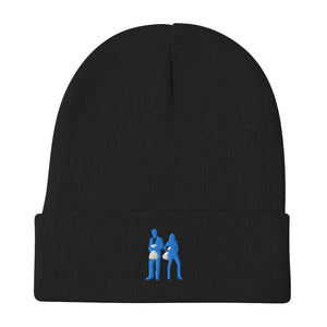 Blue Embroidered Beanie