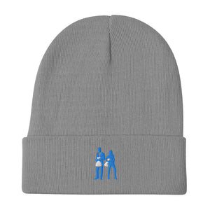 Blue Embroidered Beanie