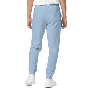 White embroidered pigment-dyed sweatpants