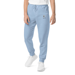 White embroidered pigment-dyed sweatpants