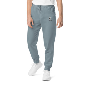 White embroidered pigment-dyed sweatpants