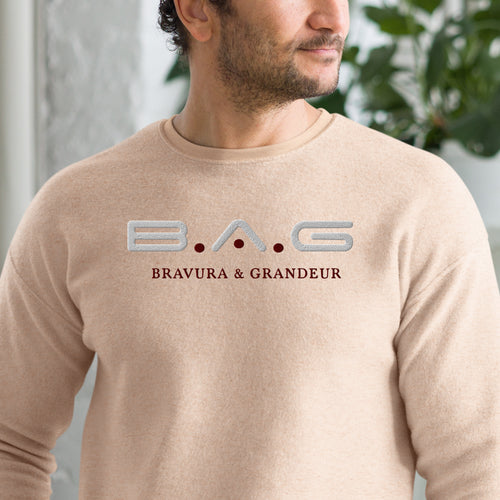 Embroidered sueded fleece sweatshirt